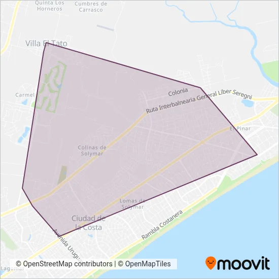 Mapa del área de cobertura de Locales Canelones
