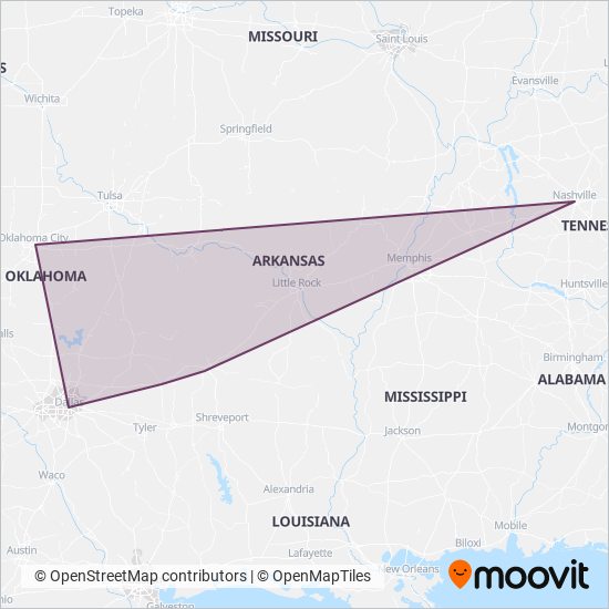 Mapa del área de cobertura de Greyhound-us