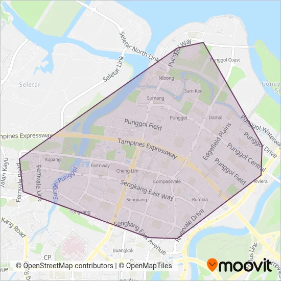 SBS Transit (Tram) coverage area map