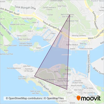 Singapore Cable Car线路的覆盖范围