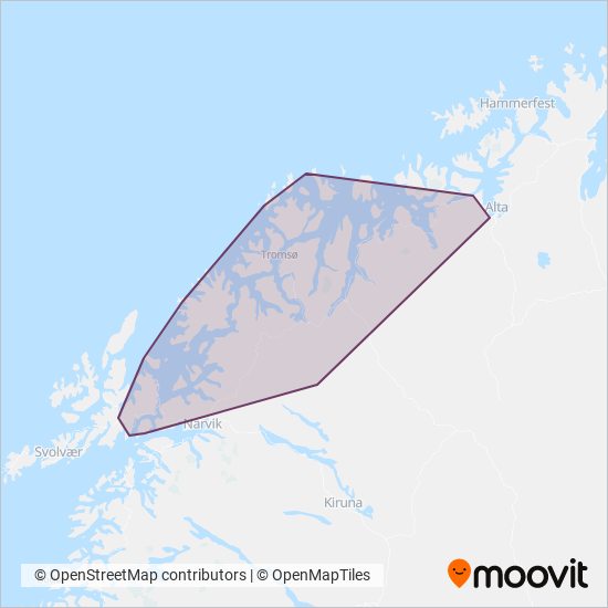Troms fylkestrafikk dekningsområde kart