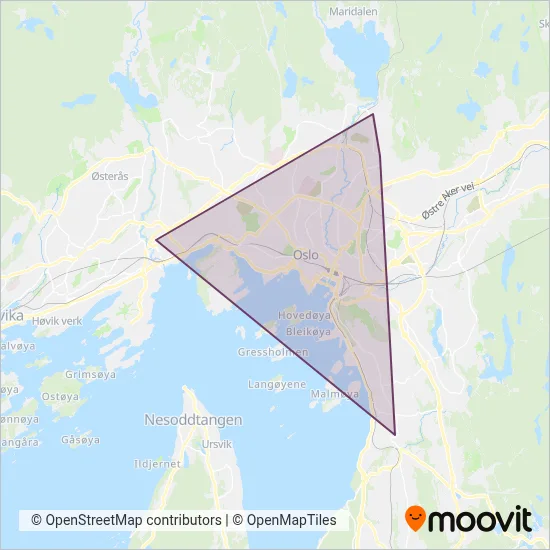 Ruter (Tram) coverage area map