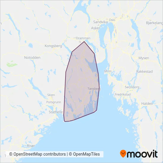 Vestfold Kollektivtrafikk coverage area map