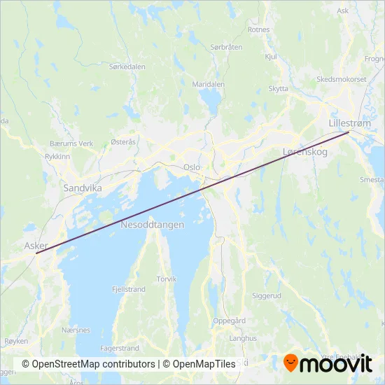 Flytoget coverage area map