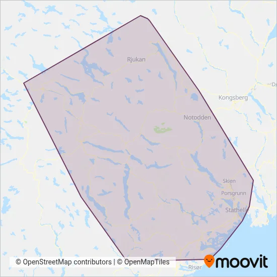 Telemark Fylkeskommune (Bus) coverage area map