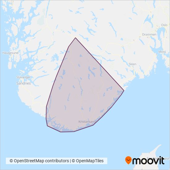 Agder Kollektivtrafikk AS coverage area map