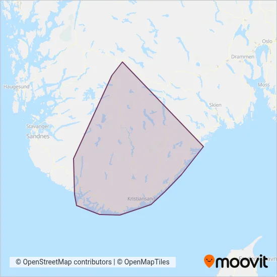 Agder Kollektivtrafikk (Bus) coverage area map