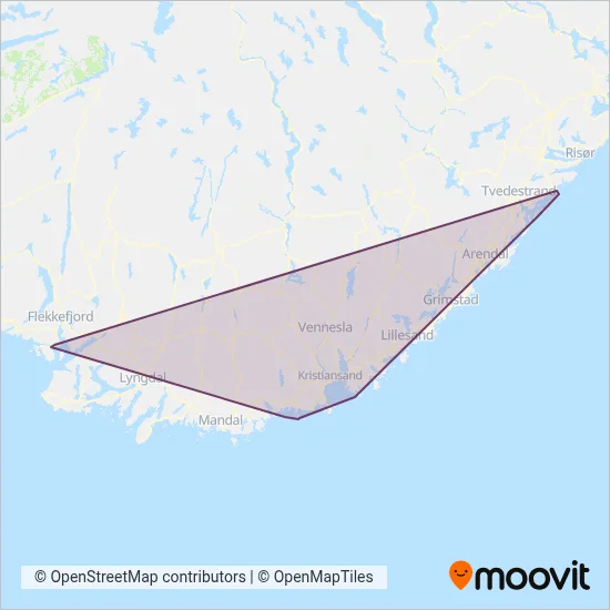 Agder Kollektivtrafikk (Ferry) coverage area map