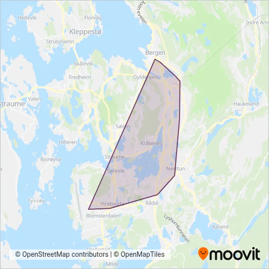 Skyss (Tram) coverage area map