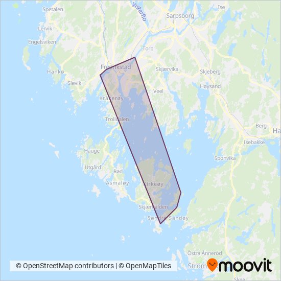 Østfold kollektivtrafikk coverage area map