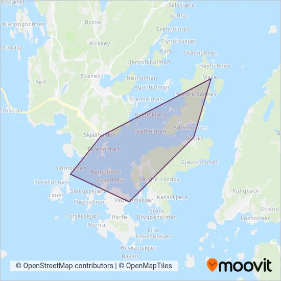 Østfold kollektivtrafikk (Ferry) coverage area map