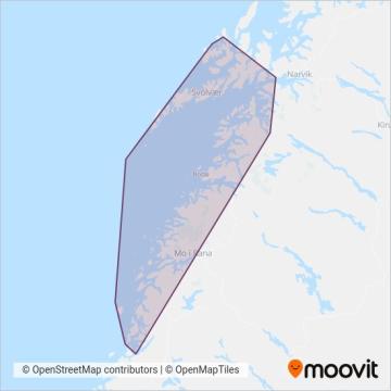 Nordland fylkeskommune (Ferry) coverage area map