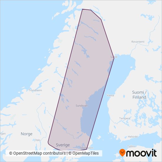 Vy Tåg coverage area map