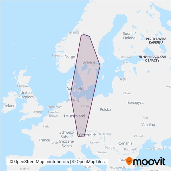 Snälltåget coverage area map
