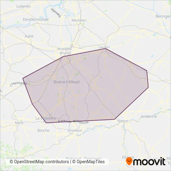 TEC Brabant Wallon coverage area map