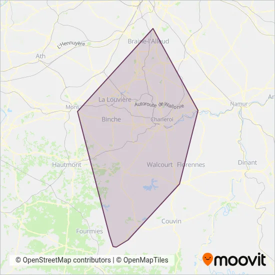 TEC Charleroi (Bus) coverage area map