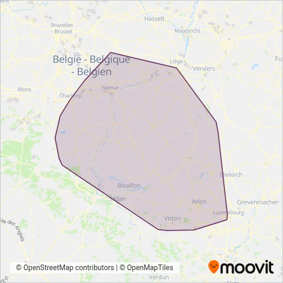 TEC Namur - Luxembourg coverage area map