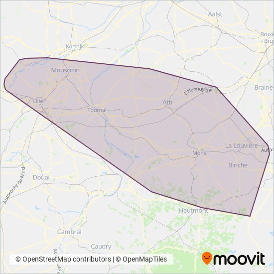 TEC Hainaut coverage area map