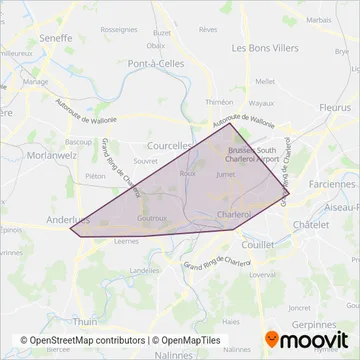 TEC Charleroi (Subway) coverage area map