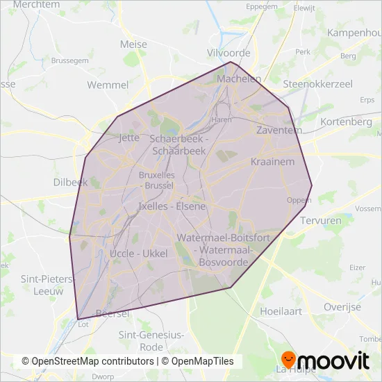 STIB (Bus) kaart dekkingsgebied