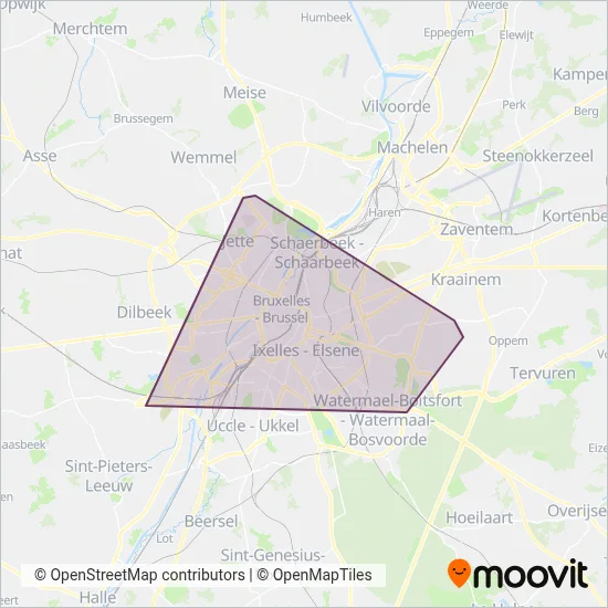 STIB (Metro) kaart dekkingsgebied