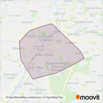 STIB (Tram) coverage area map