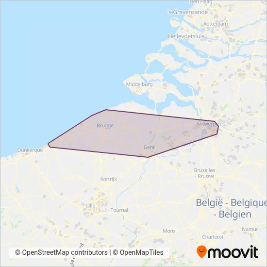 De Lijn (Tram) coverage area map