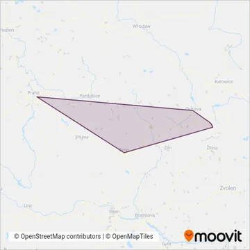 RegioJet a.s. (Rail) coverage area map