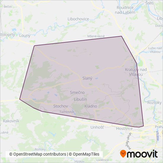 ČSAD Slaný s.r.o. coverage area map
