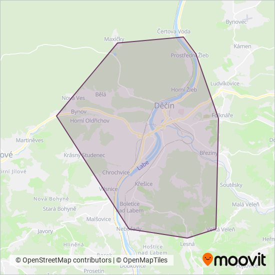 Dopravní podnik města Děčína, a.s. coverage area map