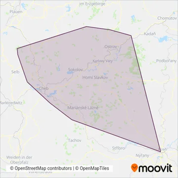 Dopravní podnik Karlovy Vary, a.s. coverage area map