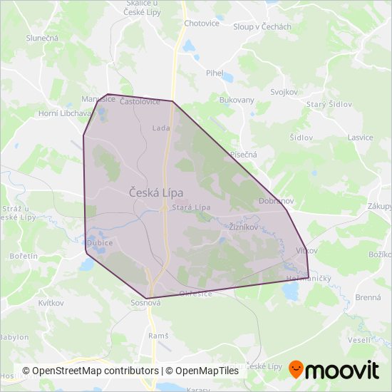 BusLine MAD Česká Lípa s.r.o. coverage area map
