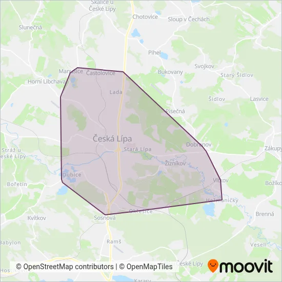 BusLine MAD Česká Lípa s.r.o. coverage area map