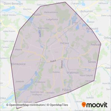 Dopravní podnik Ostrava a.s. (Bus) coverage area map