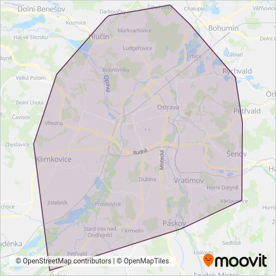 Dopravní podnik Ostrava a.s. (Bus) coverage area map