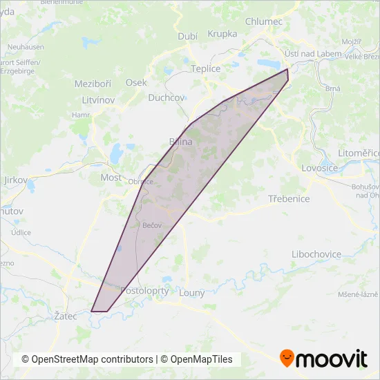 Regiojet ÚK a.s. (Rail) coverage area map