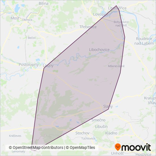 Mapa pokrytí Dopravní společnost Ústeckého kraje, příspěvková organizace
