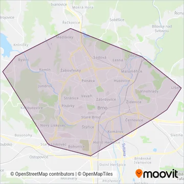 Схема покрытия компании IDS JMK (Data from: KORDIS JMK, DPMB) - Трамвай