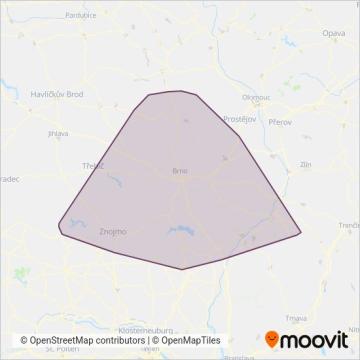 Схема покрытия компании IDS JMK (Data from: KORDIS JMK, DPMB) - Автобус