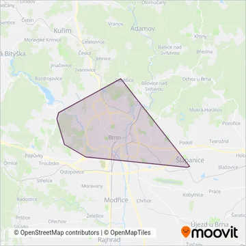 IDS JMK (Data from: KORDIS JMK, DPMB) - Cable Car coverage area map