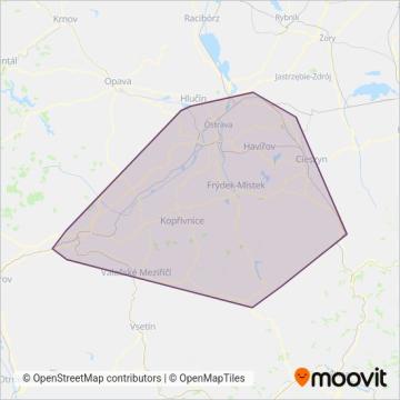 Схема покрытия компании Transdev Slezsko a.s.