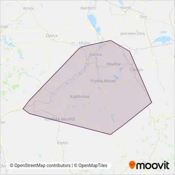 Transdev Slezsko a.s. coverage area map