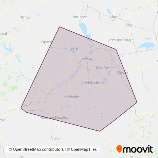 Transdev Slezsko a.s. coverage area map
