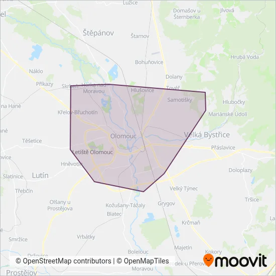 Dopravní podnik města Olomouce, a.s. (Bus) coverage area map