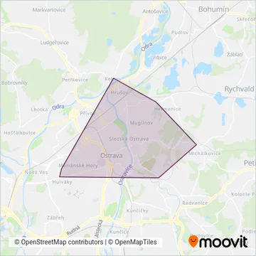 Dopravní podnik Ostrava a.s. (Cable Car) coverage area map
