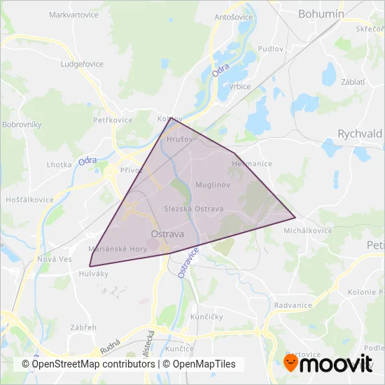 Dopravní podnik Ostrava a.s. (Cable Car) coverage area map