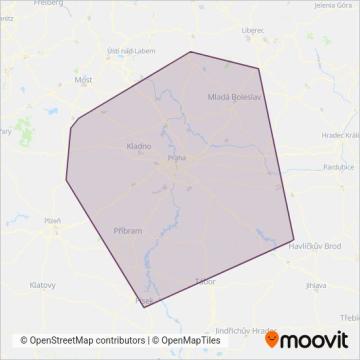 Схема покрытия компании Pražská Integrovaná Doprava (PID) - Поезд