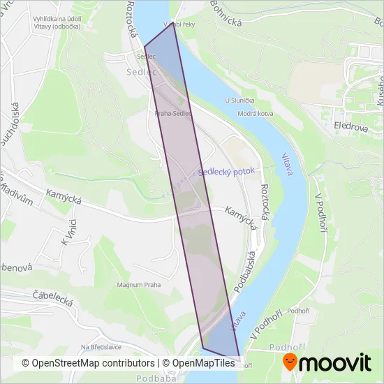 Pražská Integrovaná Doprava (PID) - Ferry coverage area map