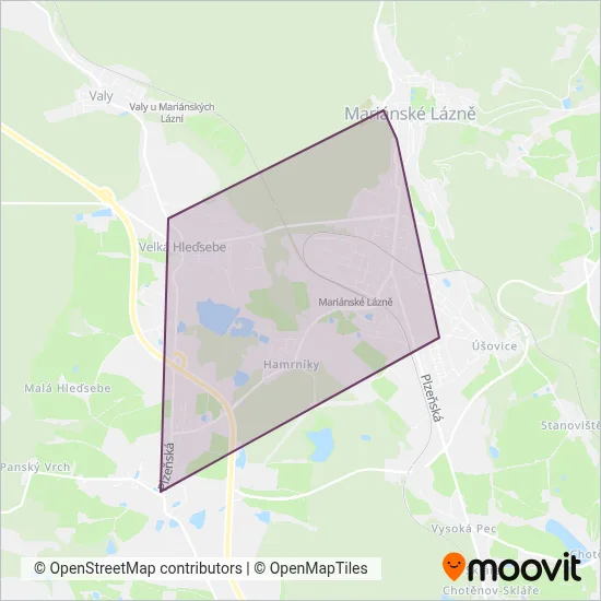 MĚSTSKÁ DOPRAVA Mariánské Lázně s.r.o. (Bus) coverage area map
