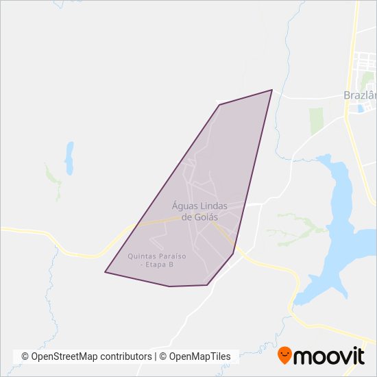 Mapa del área de cobertura de TAG - Transporte Águas Lindas (MUNICIPAL)